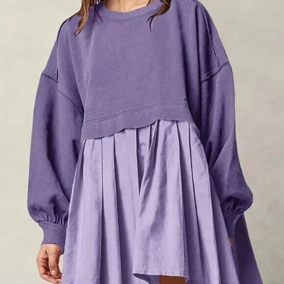 Purple Long Sleeve Sweater Dress - Picture 4 of 4